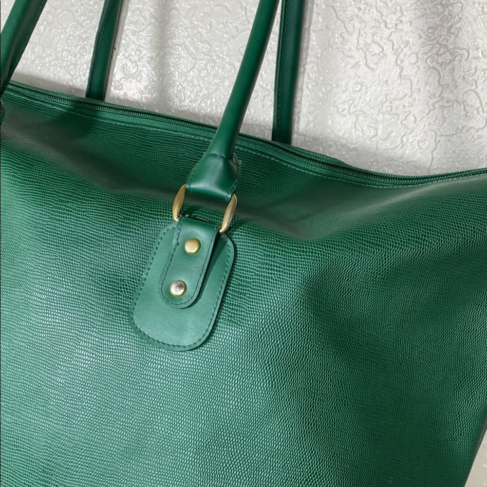 Christian Dior perfume vintage Green PVC Tote weekender bag, with Gold Accents - Picture 5 of 10